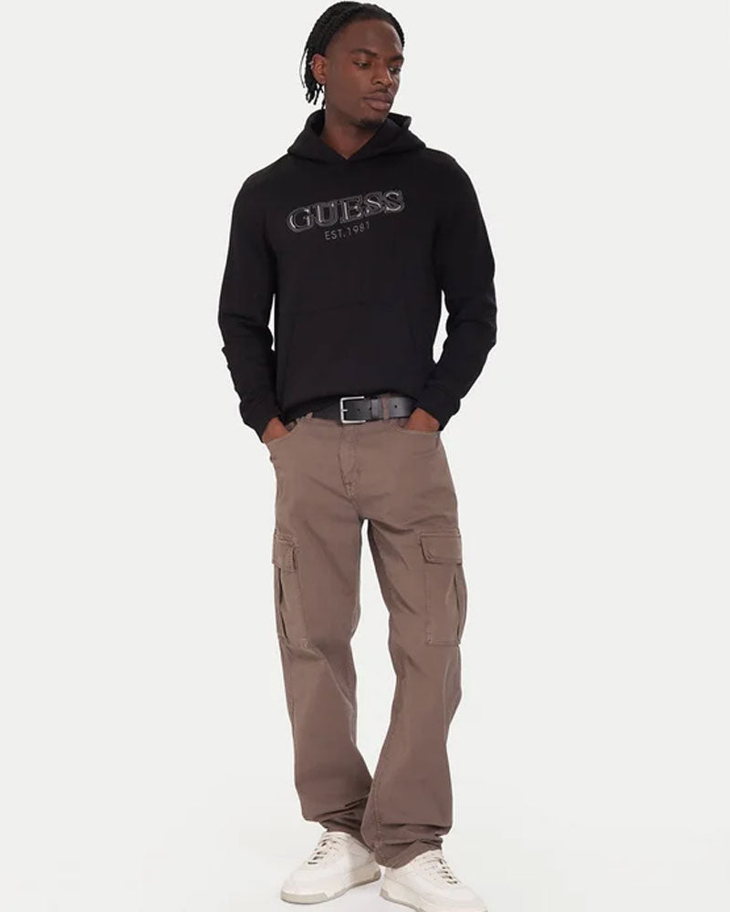 Guess Felpa con Cappuccio Regular Fit da Uomo Colore Nero