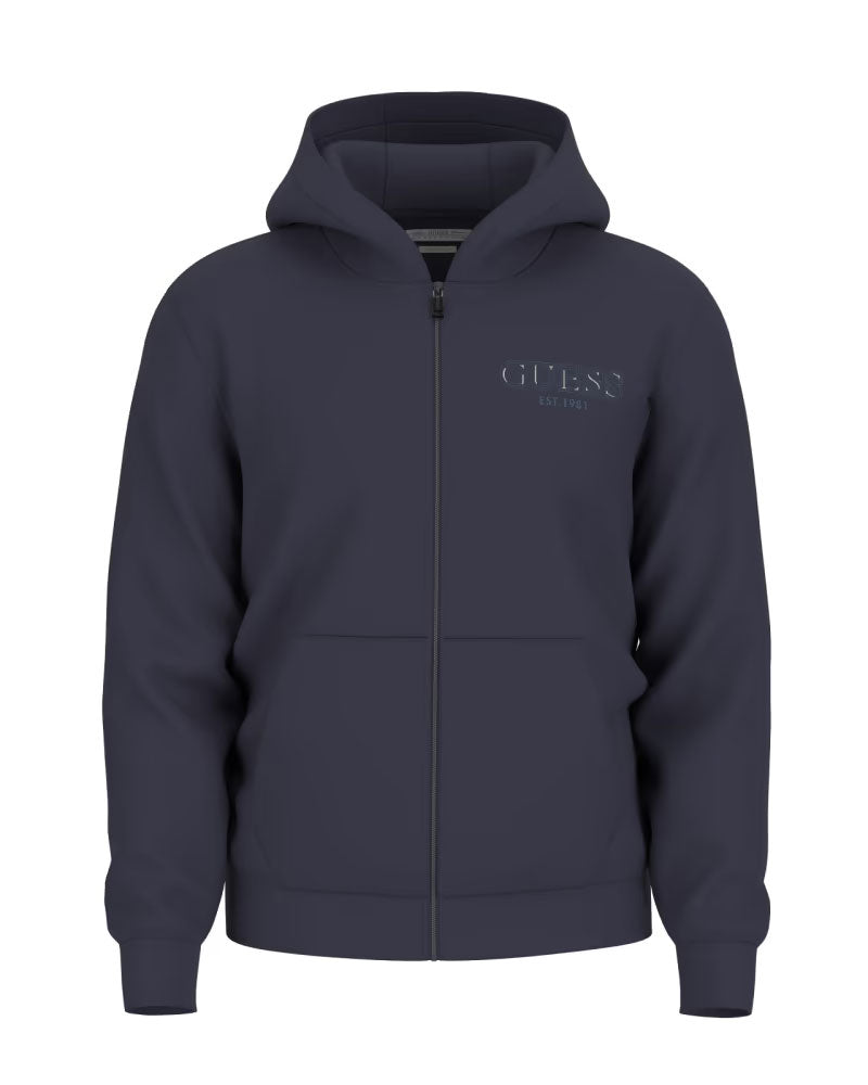 Guess Felpa con Cappuccio e Stampa da Uomo Colore Blu