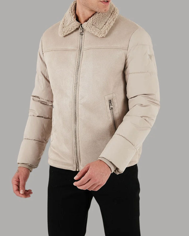 Guess Giacca Eco Montone da Uomo Colore Beige