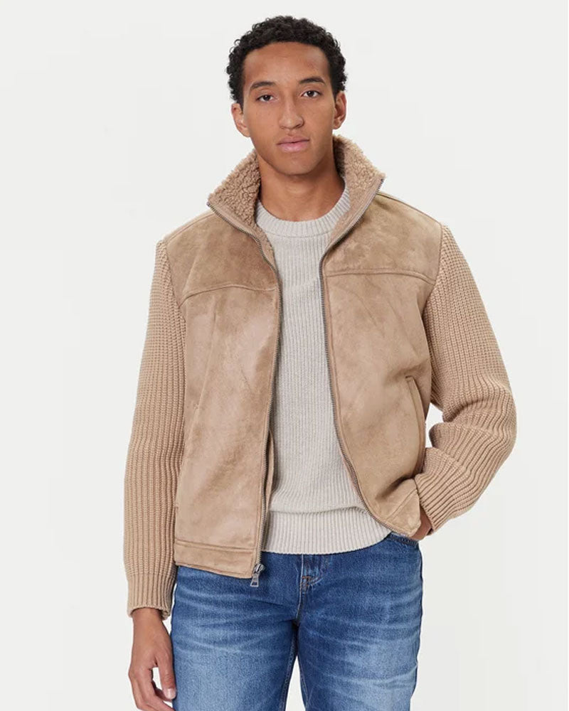 Guess Giacca in Simil Scamosciato da Uomo Colore Beige