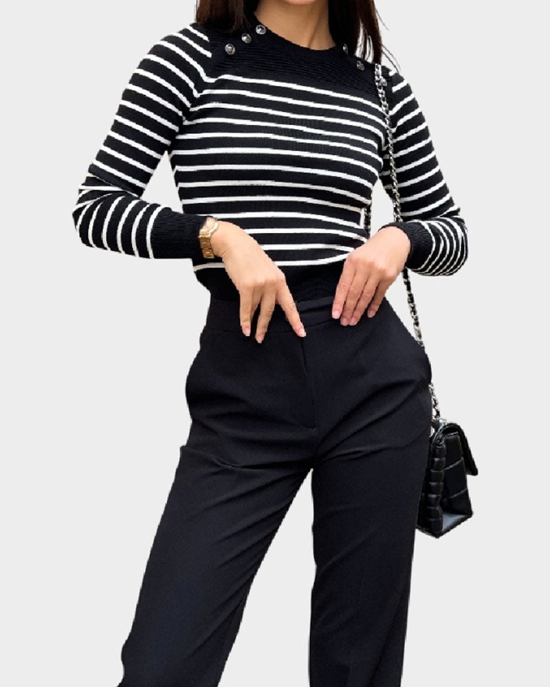 Guess Maglione in Misto Lana a Righe da Donna Colore Nero