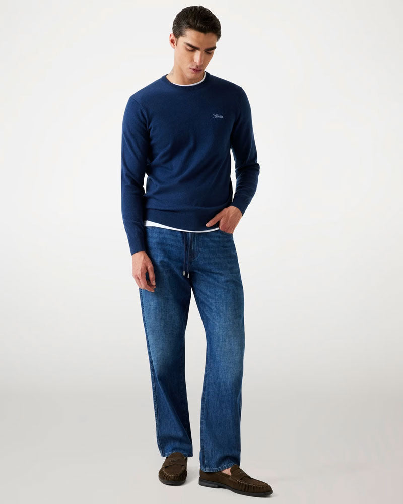 Guess Maglione in Misto Seta da Uomo Colore Blu