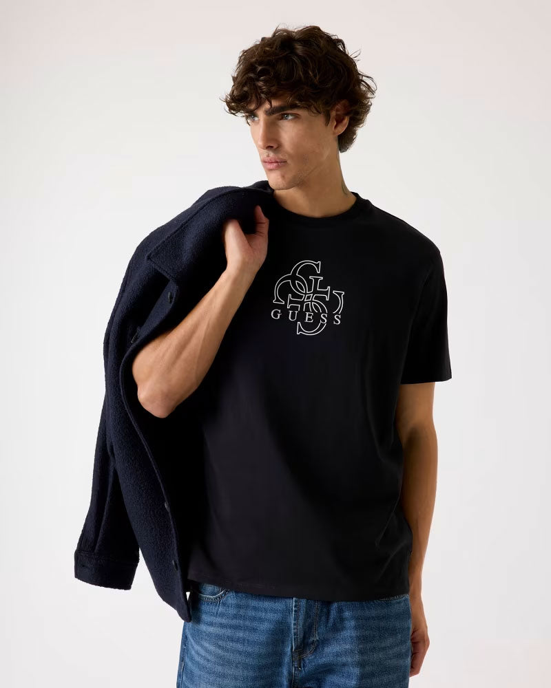 Guess T-Shirt con Logo 4G da Uomo Colore Nero