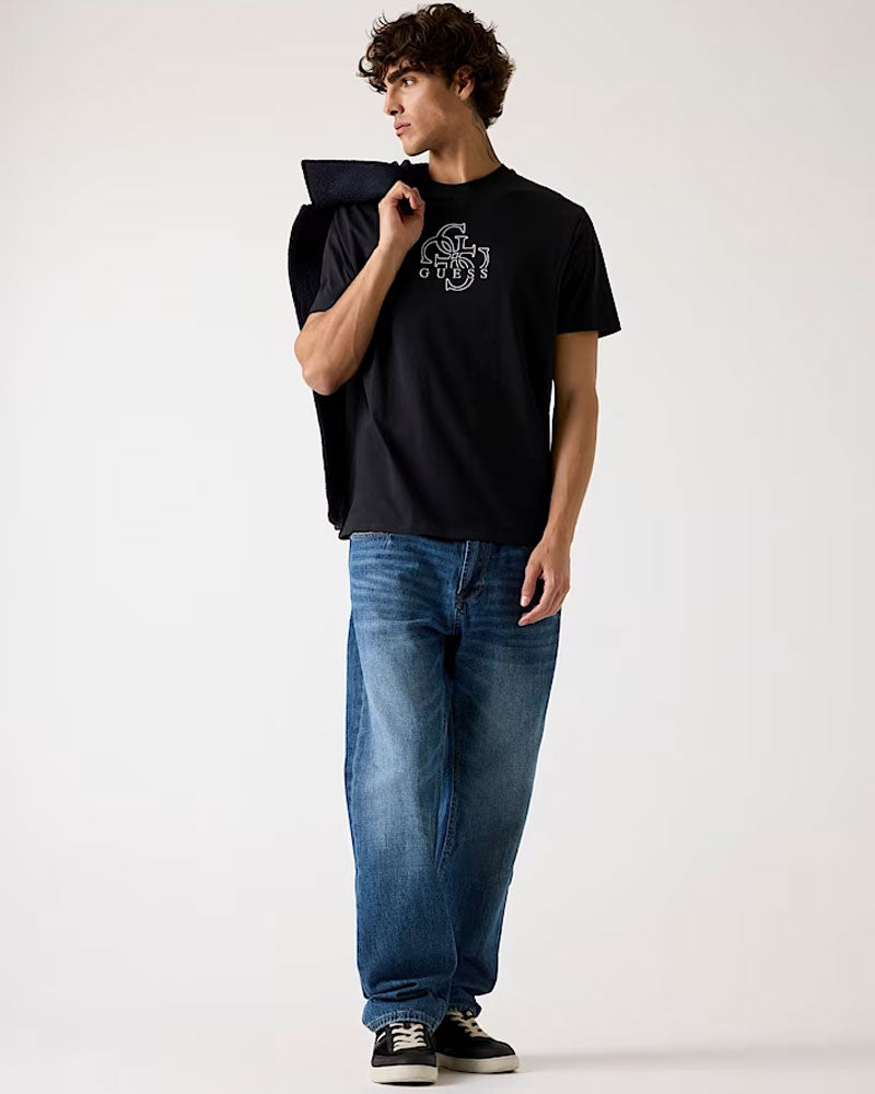 Guess T-Shirt con Logo 4G da Uomo Colore Nero