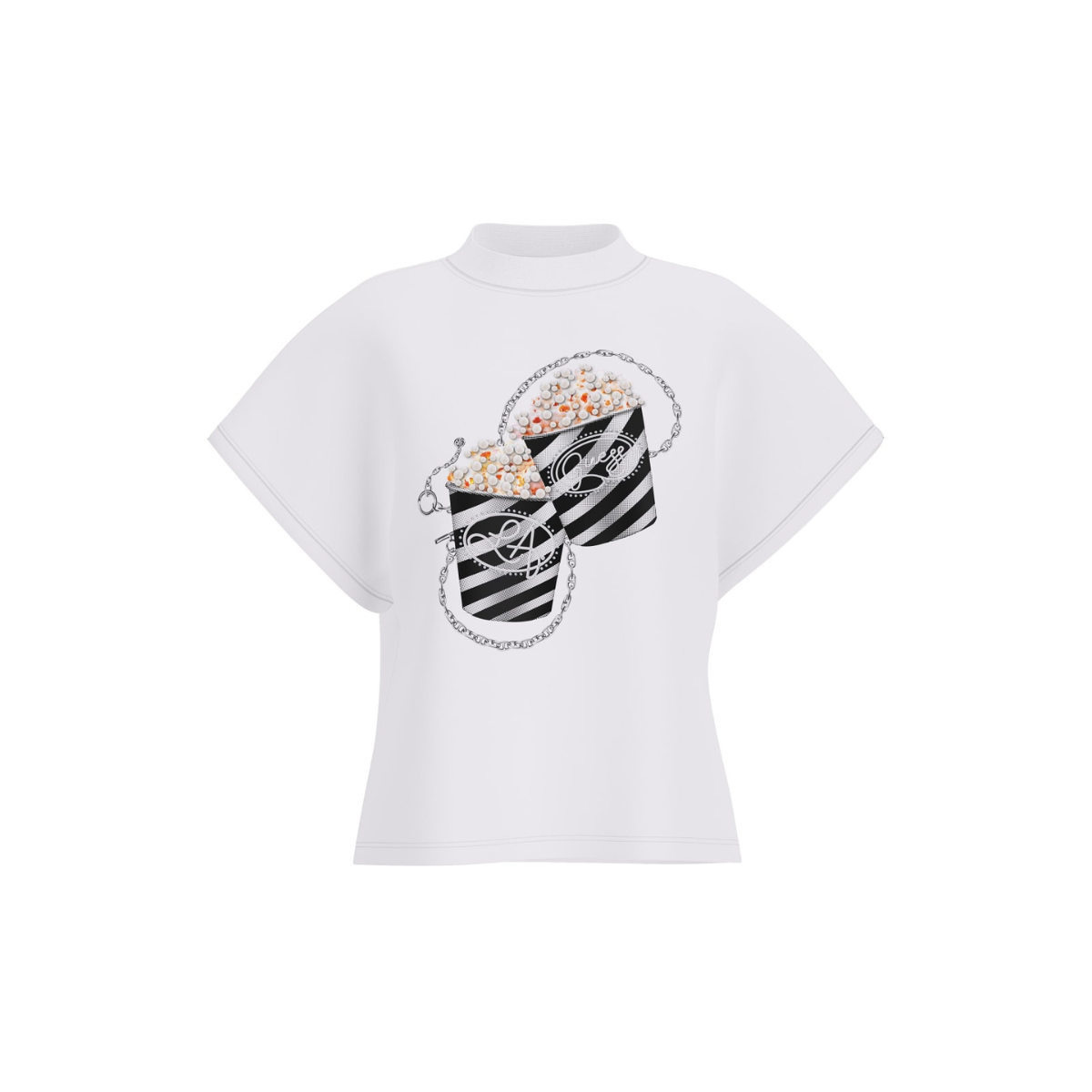 Guess T-Shirt Donna Colore Bianco con Stampa Popcorn