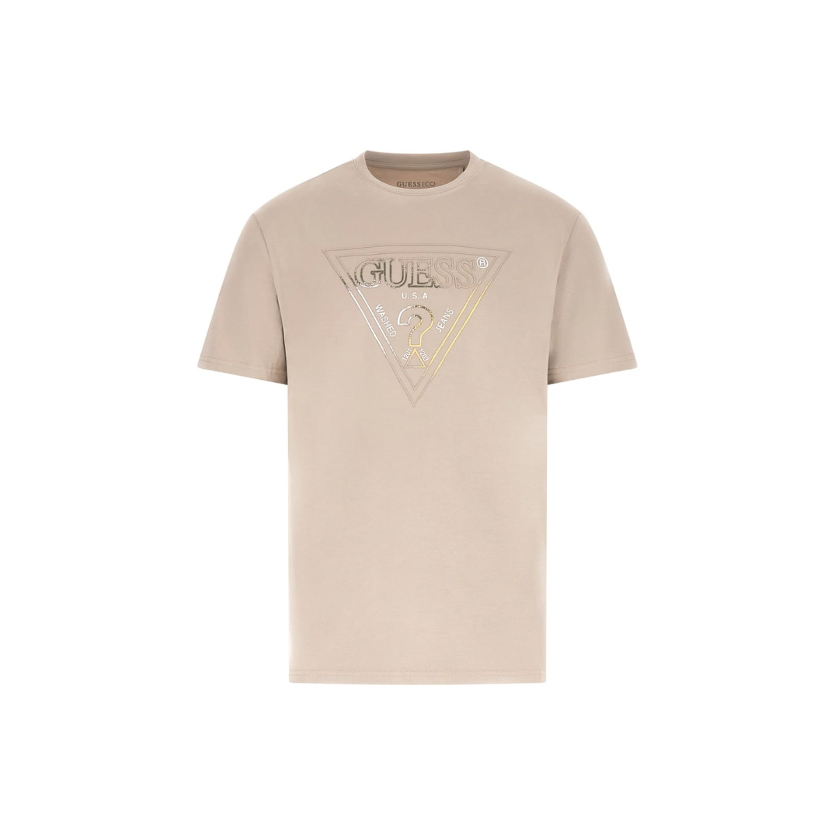 Guess T-shirt Uomo Logo Triangolo Colore Beige