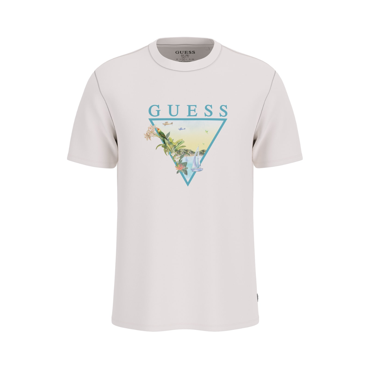 Guess T-shirt Uomo Stampa Triangolo Colore Beige
