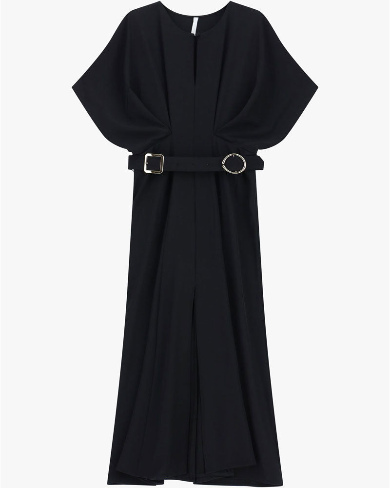 Imperial Abito Lungo Elegante con Cintura in Vita e Spacco Laterale Colore Nero