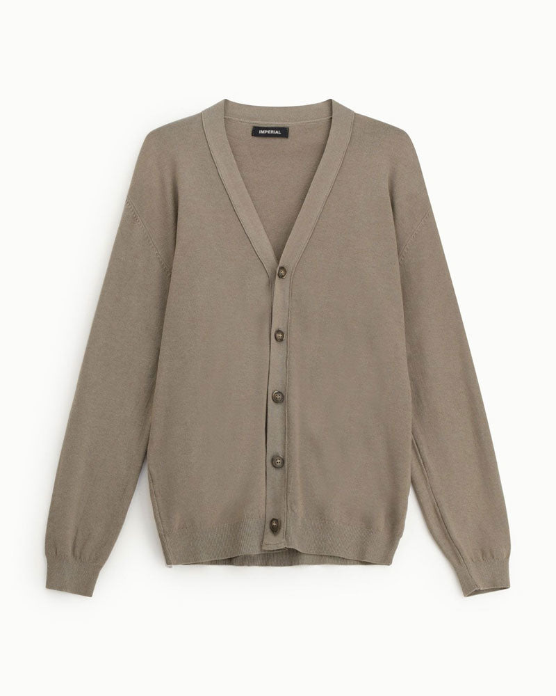 Imperial Cardigan con Bottoni e Scollo a V da Uomo Colore Fango