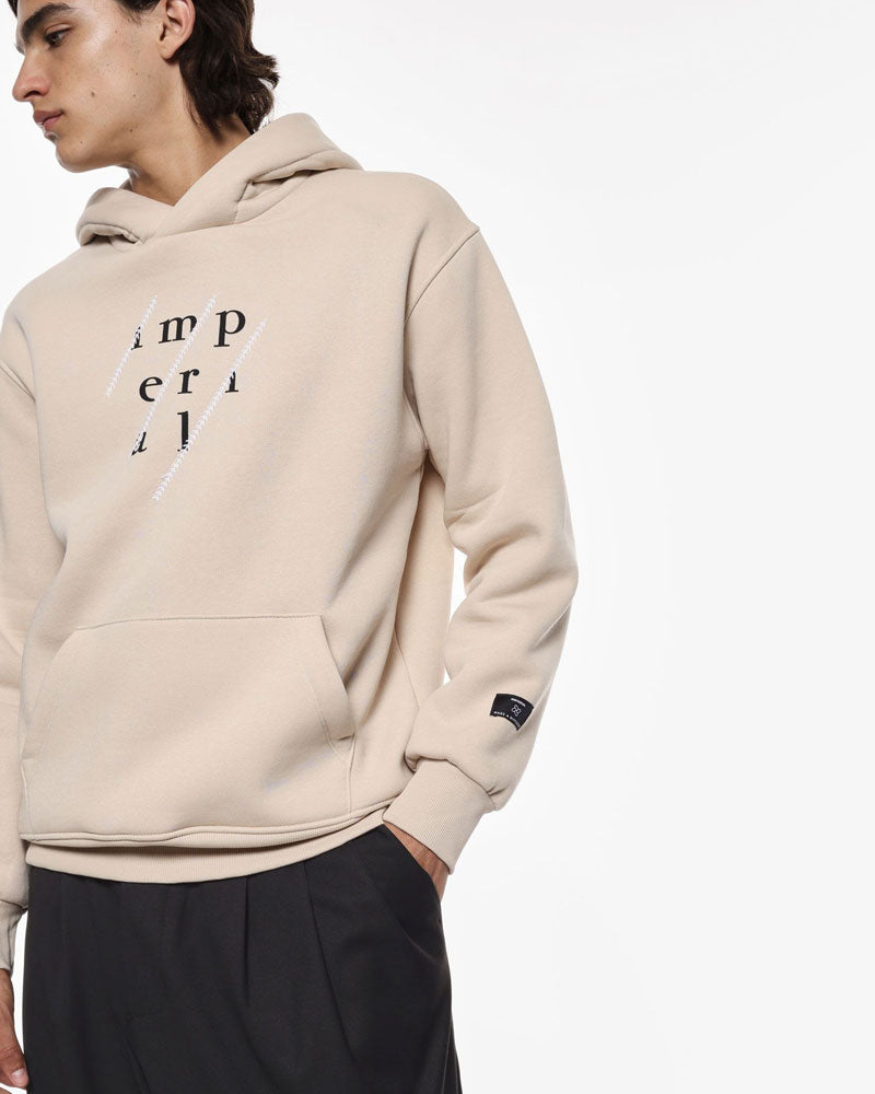 Imperial Felpa con Cappuccio e Stampa Grafica Colore Beige