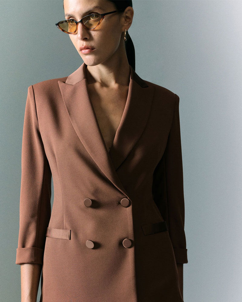 Imperial Giacca Doppiopetto Classica da Donna Colore Castagna