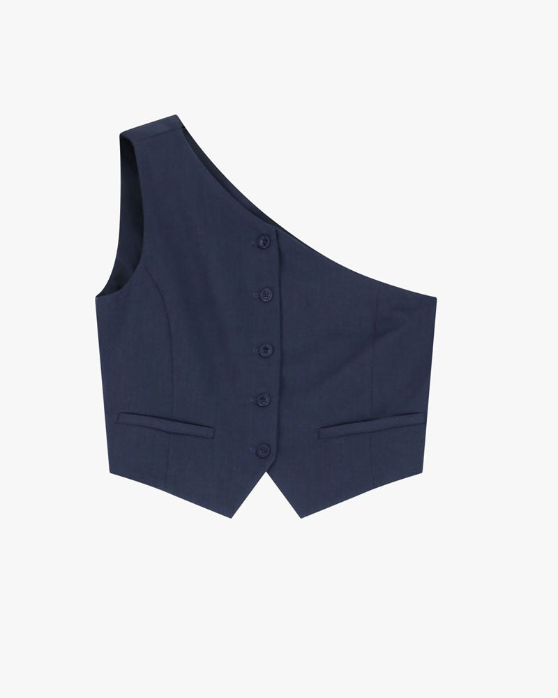 Imperial Gilet Monospalla con Bottoni Colore Blu Denim