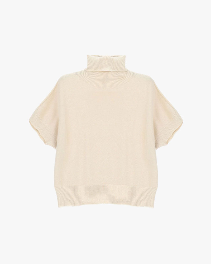 Imperial Maglione Dolcevita a Maniche Corte Colore Gesso