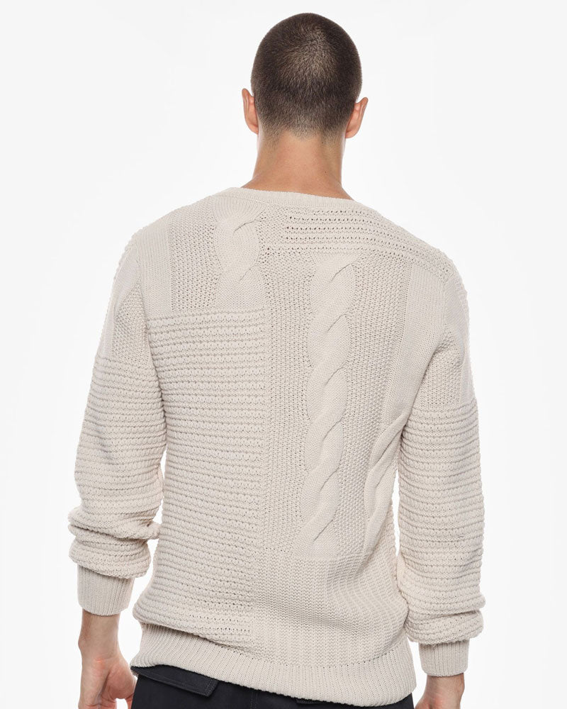 Imperial Maglione a Trecce Collo Tondo Colore Panna da Uomo