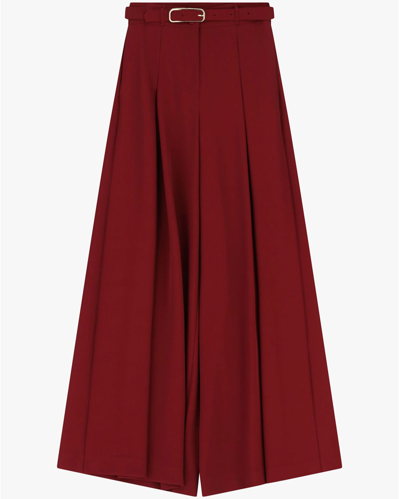 Imperial Pantalone Ampio con Pinces Colore Carminio