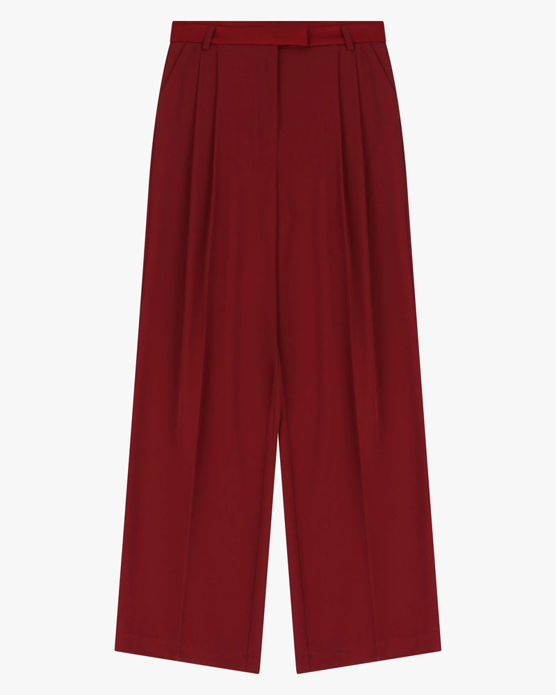 Imperial Pantaloni Ampi a Vita Alta Colore Rosso Carminio da Donna