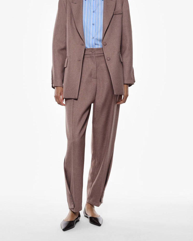 Imperial Pantaloni Sartoriali Ampi Pinces Chiusura Frontale Colore Tortora