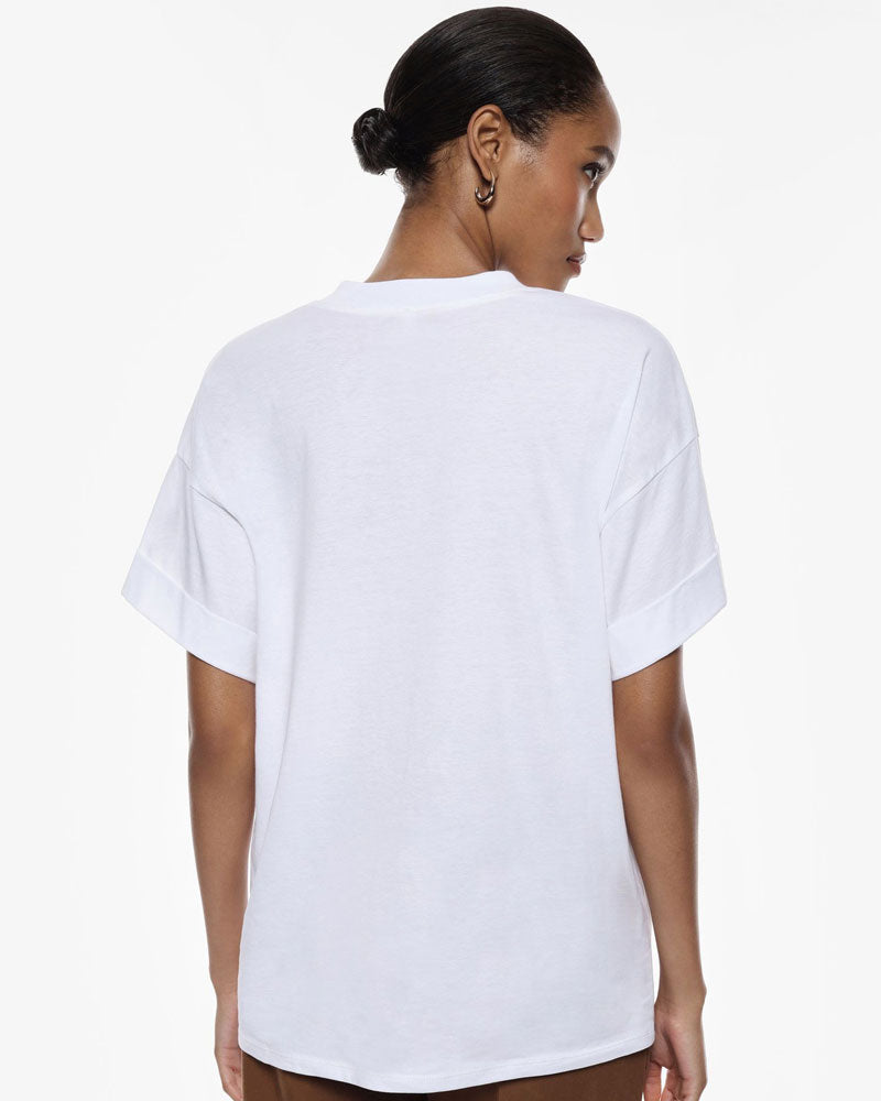 Imperial T-Shirt Girocollo Stampa Foglia Cristalli da Donna