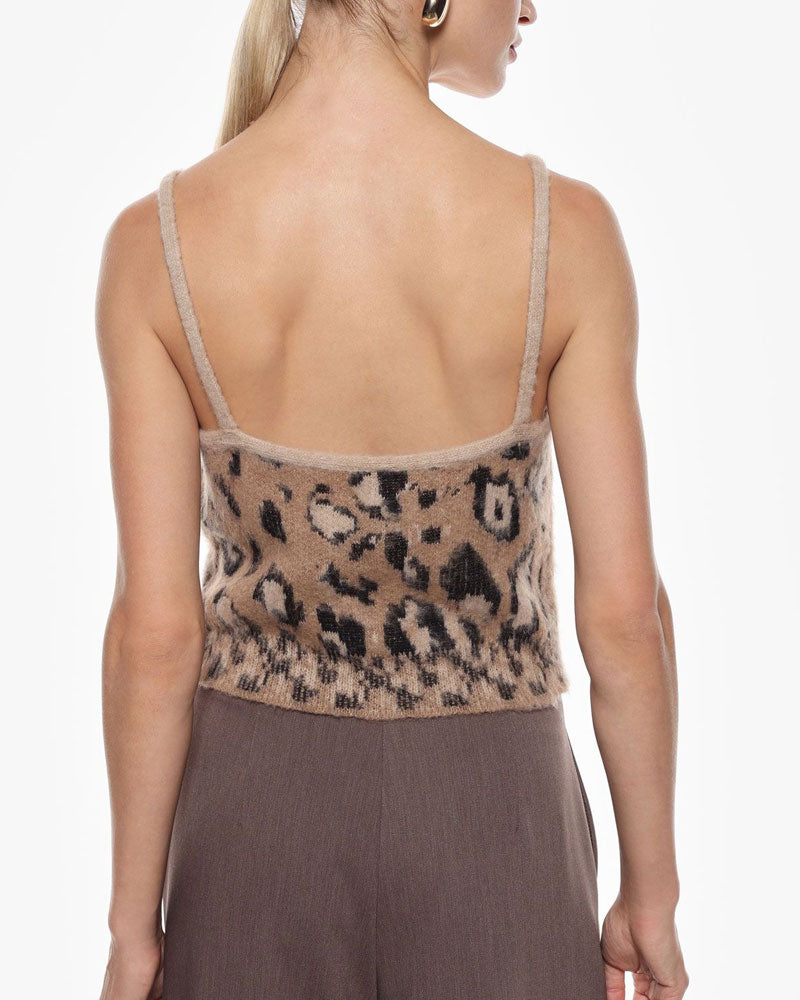 Imperial Top con Spalline e Stampa Colore Beige