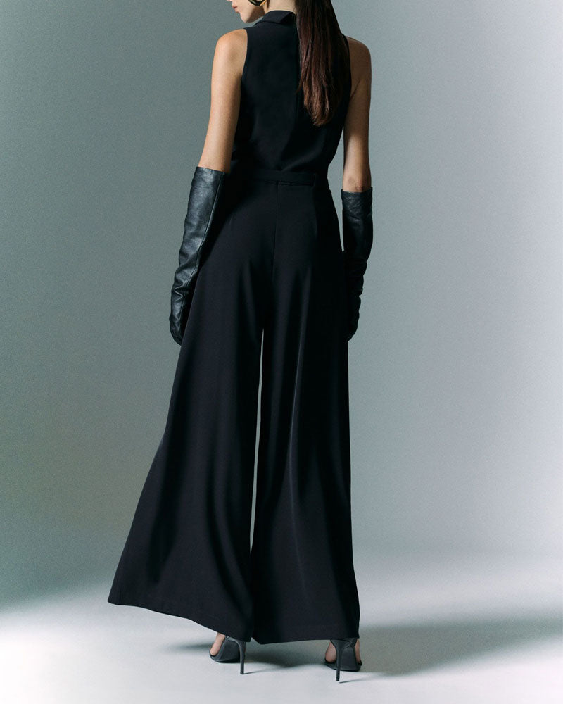 Imperial Tuta con Cintura e Collo a V Ampio Colore Nero