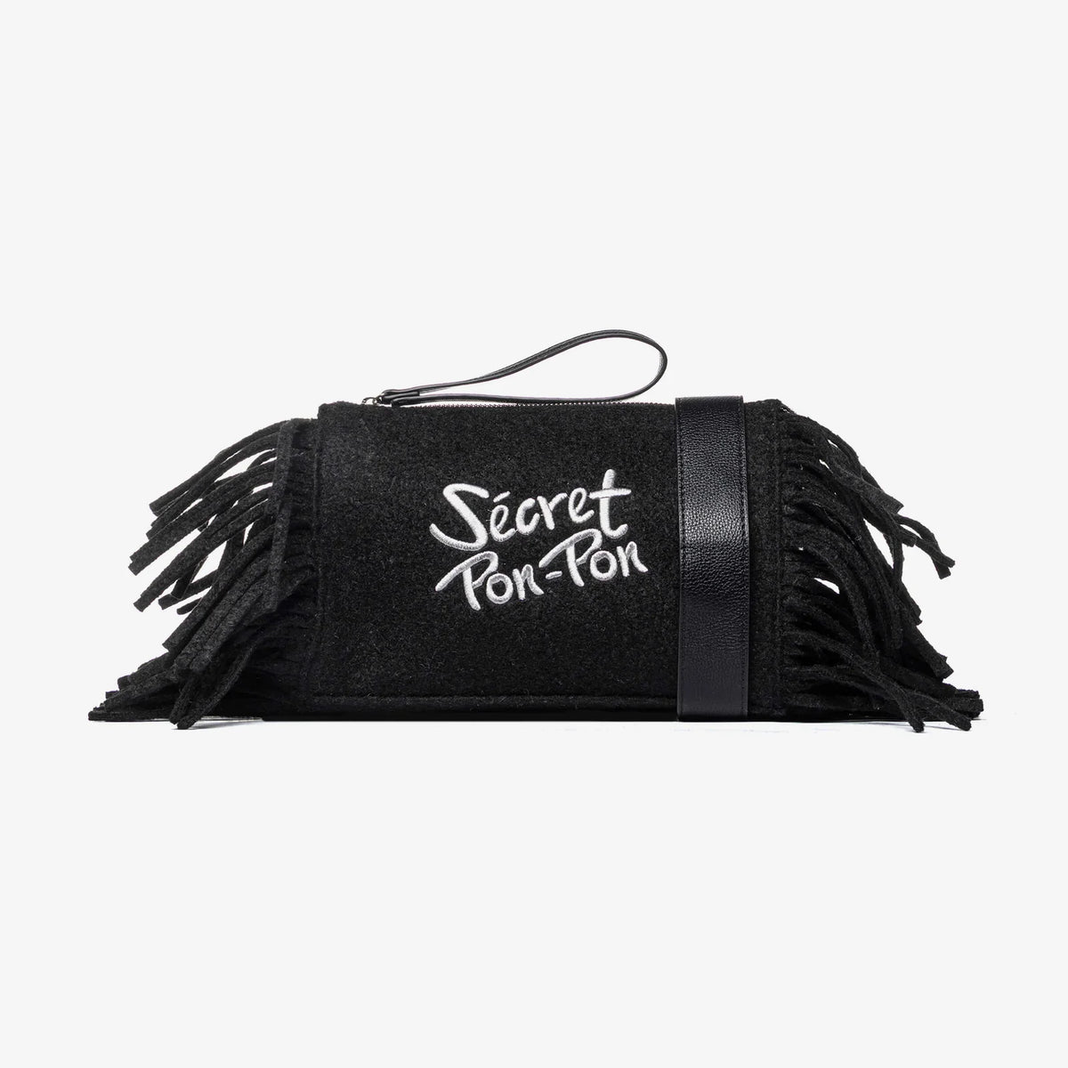Secret Pon Pon Pochette Jacqueline Clutch con Frange Colore Nero