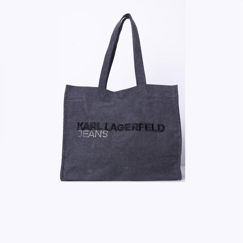 Karl Lagerfeld Borsa con Logo in Denim Colore Grigio