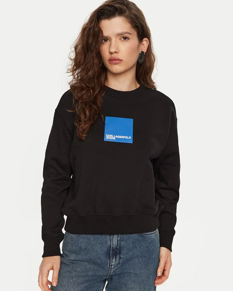 Karl Lagerfeld Felpa con Logo in Cotone da Donna Colore Nero