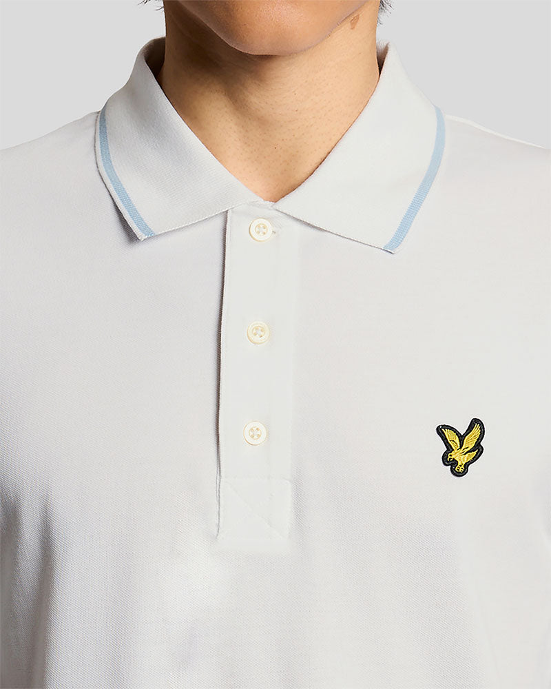 Lyle & Scott Polo in Piquet con Riga a Contrasto Colore Bianco
