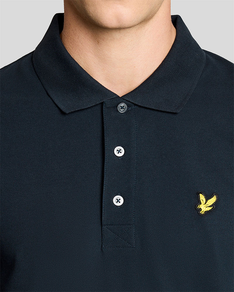 Lyle & Scott Polo in Piquet con Riga a Contrasto Colore Blu Scuro
