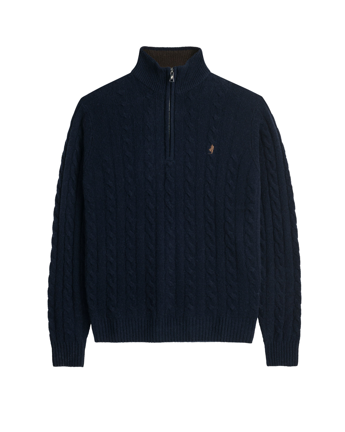 MCS Maglione Uomo a Trecce con Mezza Zip Colore Blu Navy