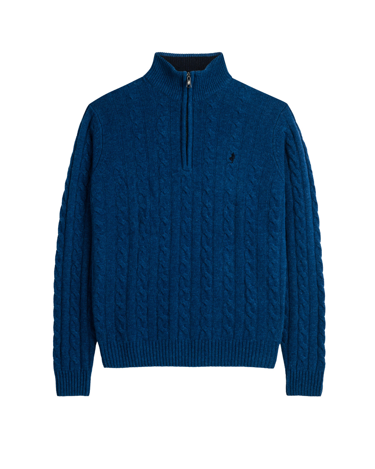 MCS Maglione Uomo a Trecce con Mezza Zip Colore Blu Royal