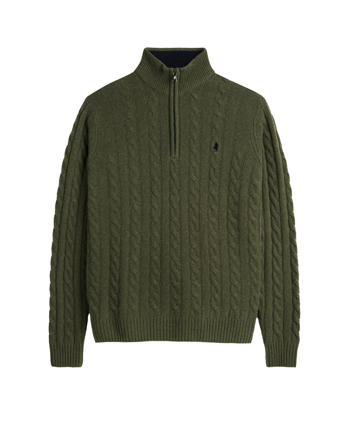 MCS Maglione Uomo a Trecce con Mezza Zip Colore Verde