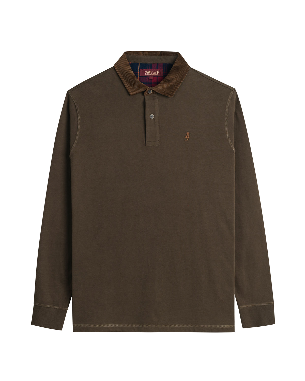 Mcs Polo Uomo a Maniche Lunghe con Colletto in Velluto Colore Marrone