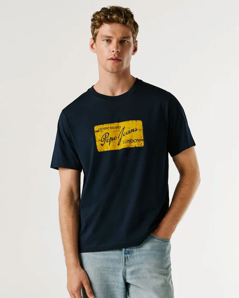 Pepe Jeans T-Shirt in Cotone Girocollo Colore Blu