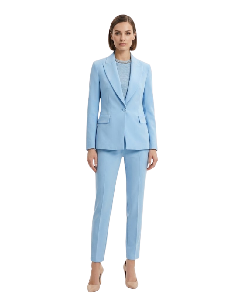 Grillo Sport Tailleur Colore Celeste Polvere  Completo Giacca Monopetto e Pantalone Slim Cigarette