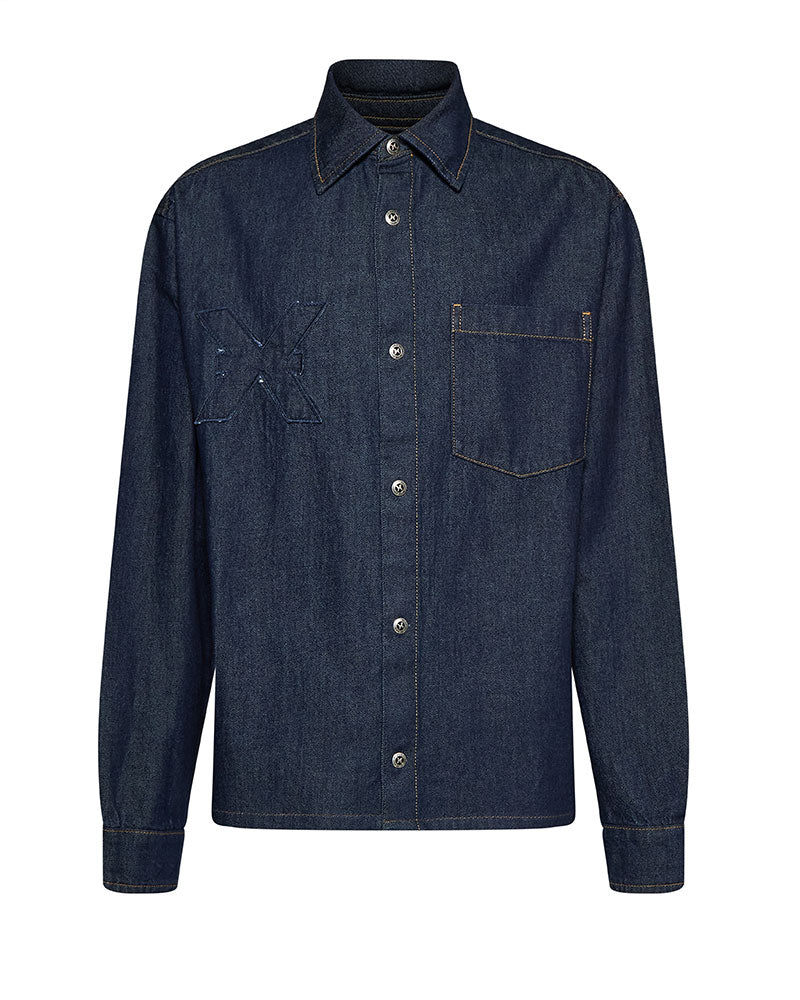 Richmond X Camicia in Denim con Logo Colore Blu