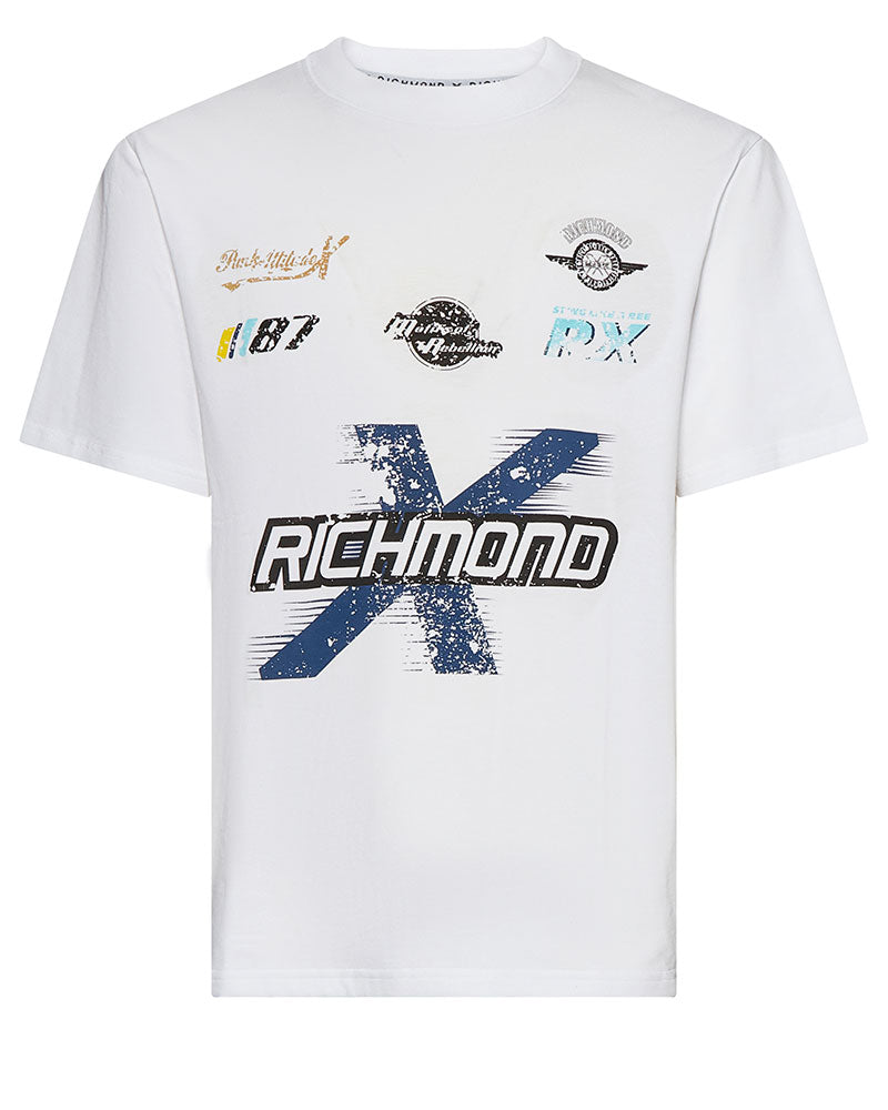 Richmond X T-Shirt Girocollo con Stampa Vintage Colore Bianco