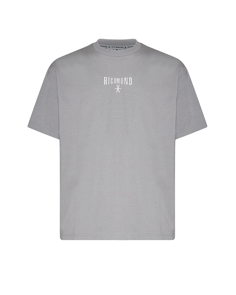 Richmond X T-Shirt con Logo Centrale e Stampa Retro Colore Grigio