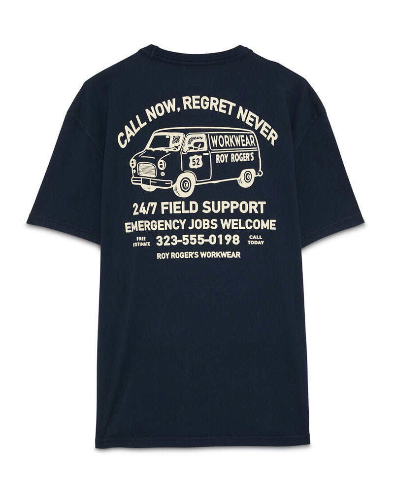 Roy Roger's T-Shirt con Stampa "Call Now, Regret Never" Colore Blu Navy