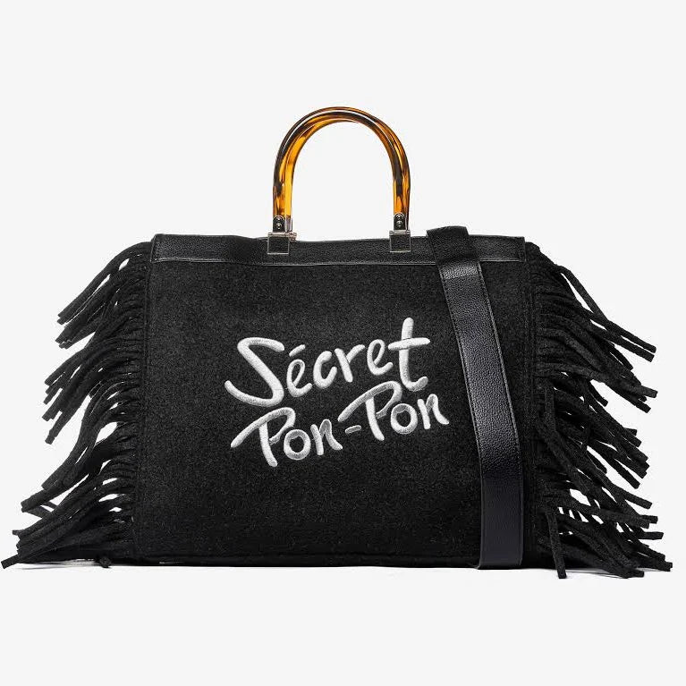 Secret Pon Pon Borsa Jacqueline Tote Small con Frange Colore Nero