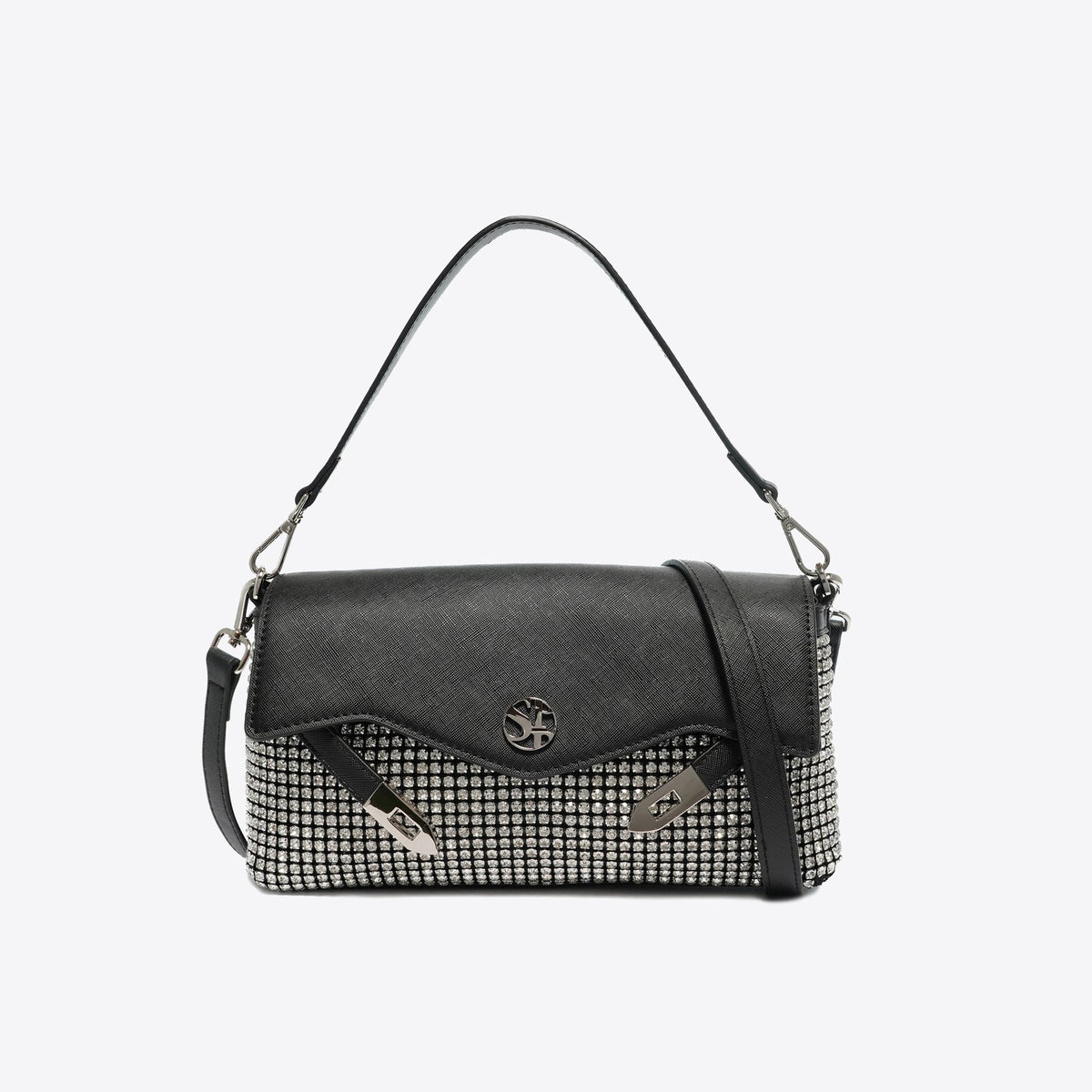 Secret Pon Pon Borsa Quiny Twinkle Clutch con Strass Colore Nero