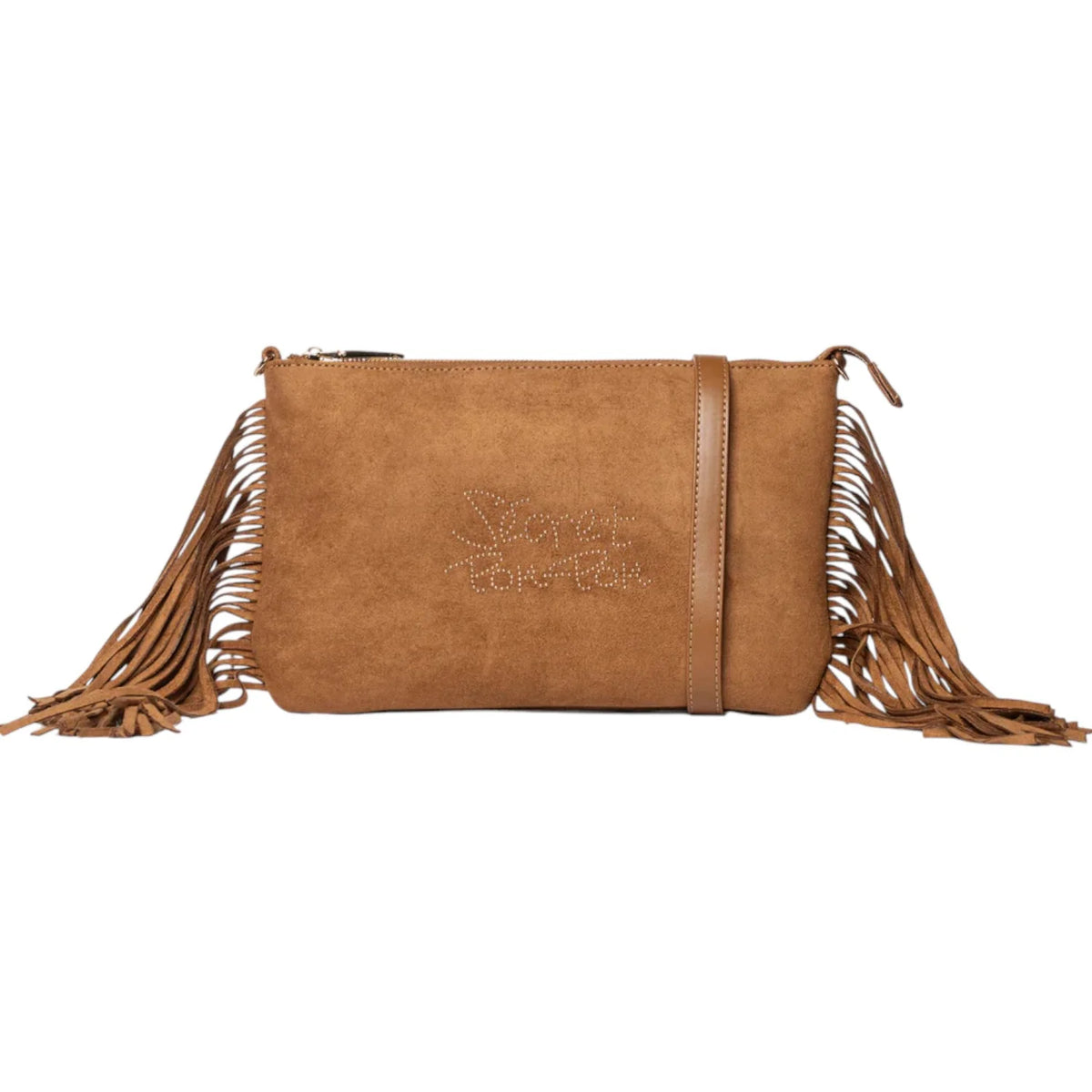 Secret Pon Pon Pochette Kate Clutch con Frange Colore Cuoio