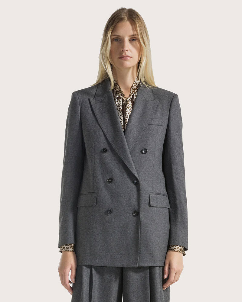 Seventy Venezia Giacca Doppiopetto in Flanella da Donna Colore Grigio