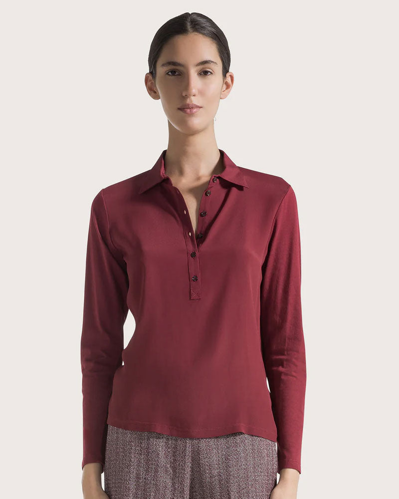 Seventy Venezia Polo in Misto Seta Colore Bordeaux da Donna