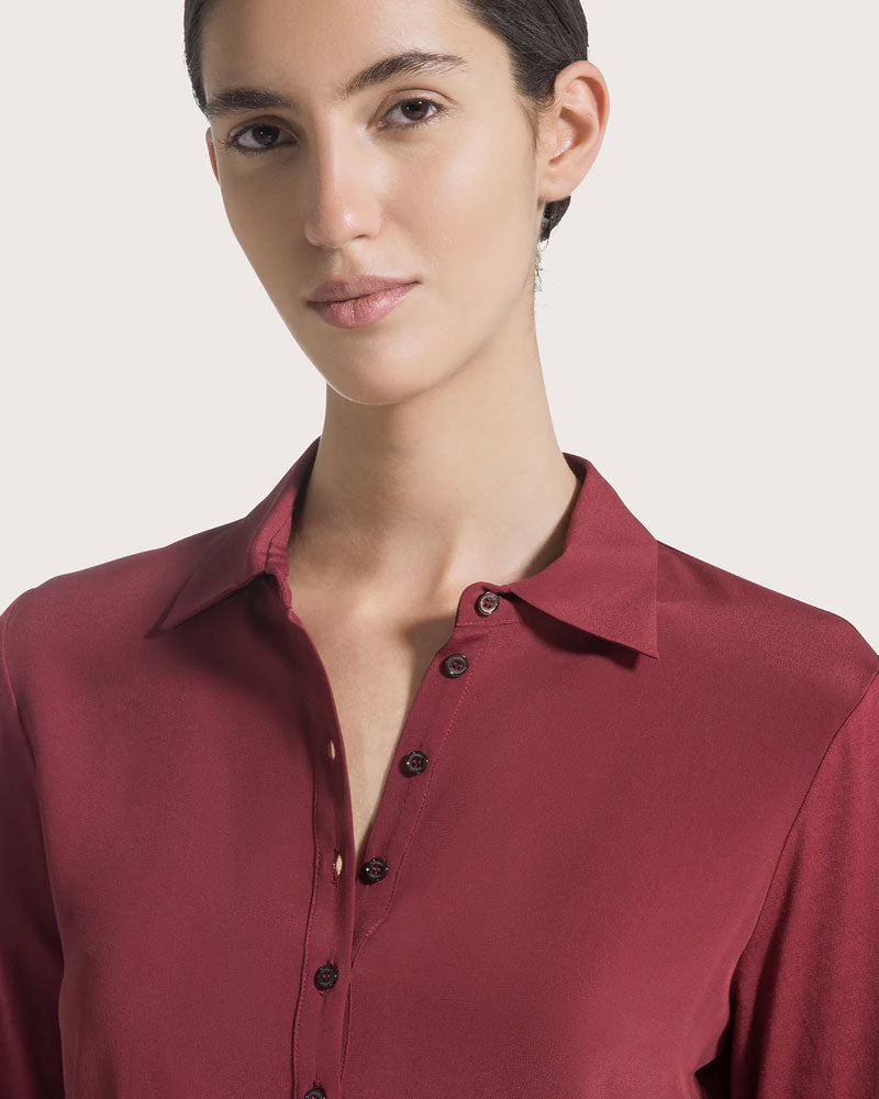 Seventy Venezia Polo in Misto Seta Colore Bordeaux da Donna
