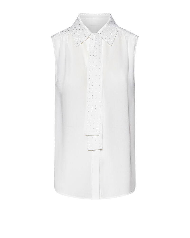 Silvian Heach Camicia Smanicata con Nodo Colore Bianco