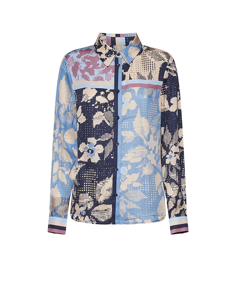 Silvian Heach Camicia in Viscosa Traspirante Floreale Blu