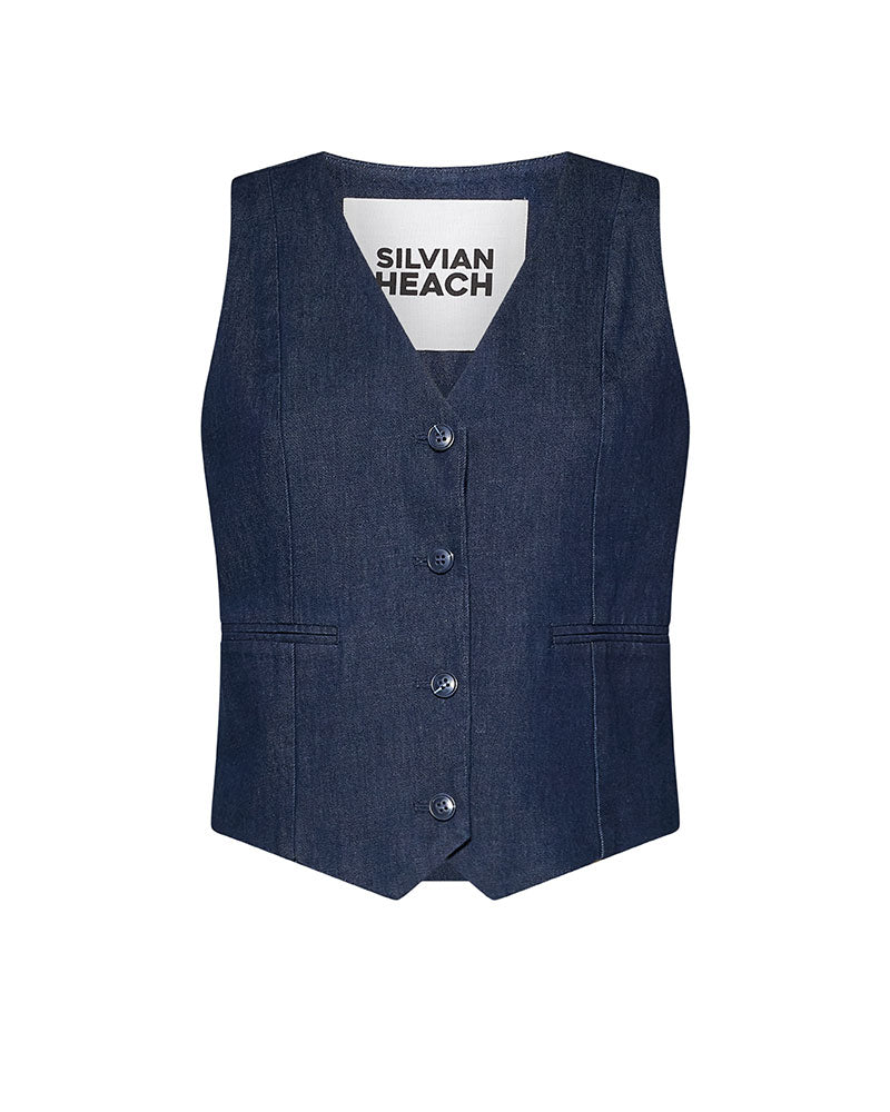 Silvian Heach Gilet in Denim da Donna Colore Blu