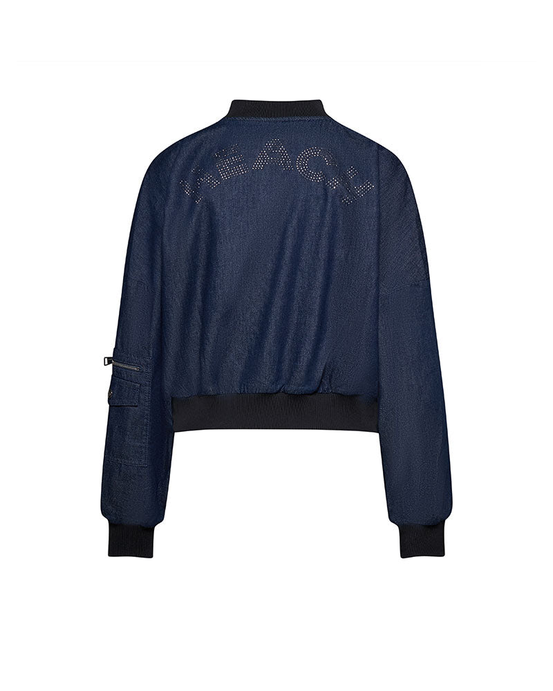 Silvian Heach Giubbino Crop con Logo e Zip da Donna Colore Blu