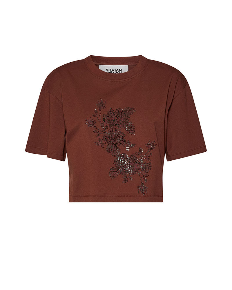 Silvian Heach Maglia Crop Con Stampa Colore Cappuccino